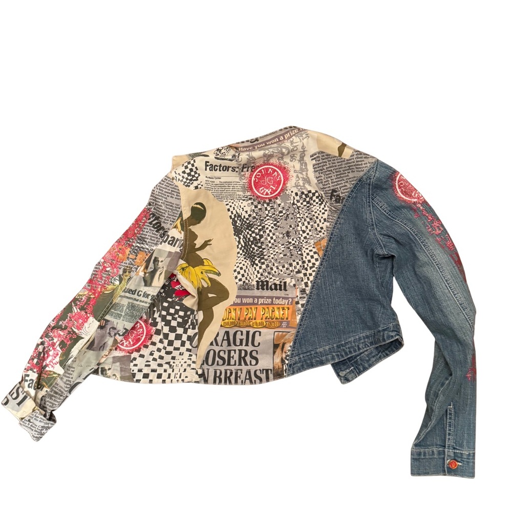 Johnny Girl Patchwork Denim and Print Jacket - Picture 3 of 12